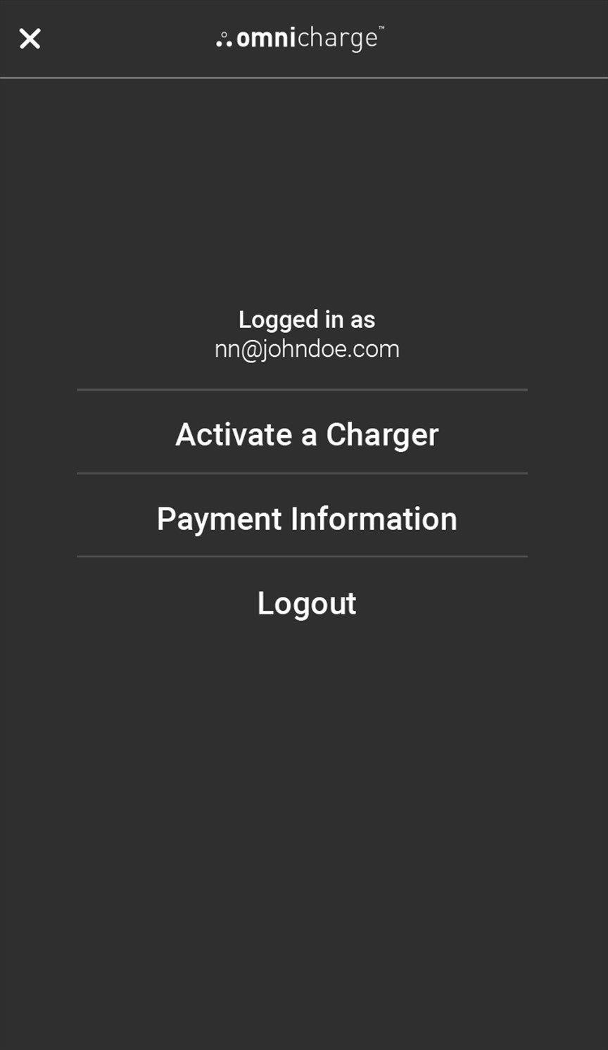 Mobile app: Menu