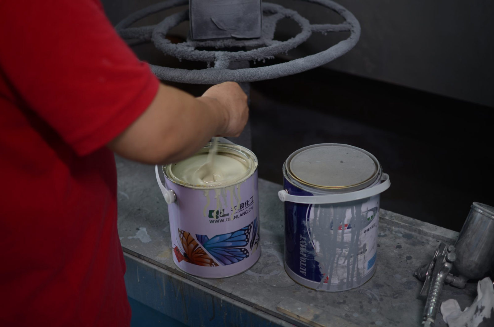 Paint mixing on the factory floor