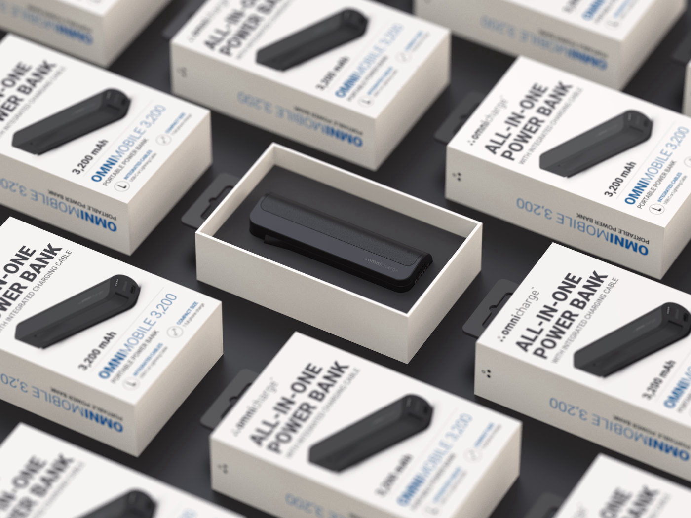 Omni Mobile retail boxes laid out