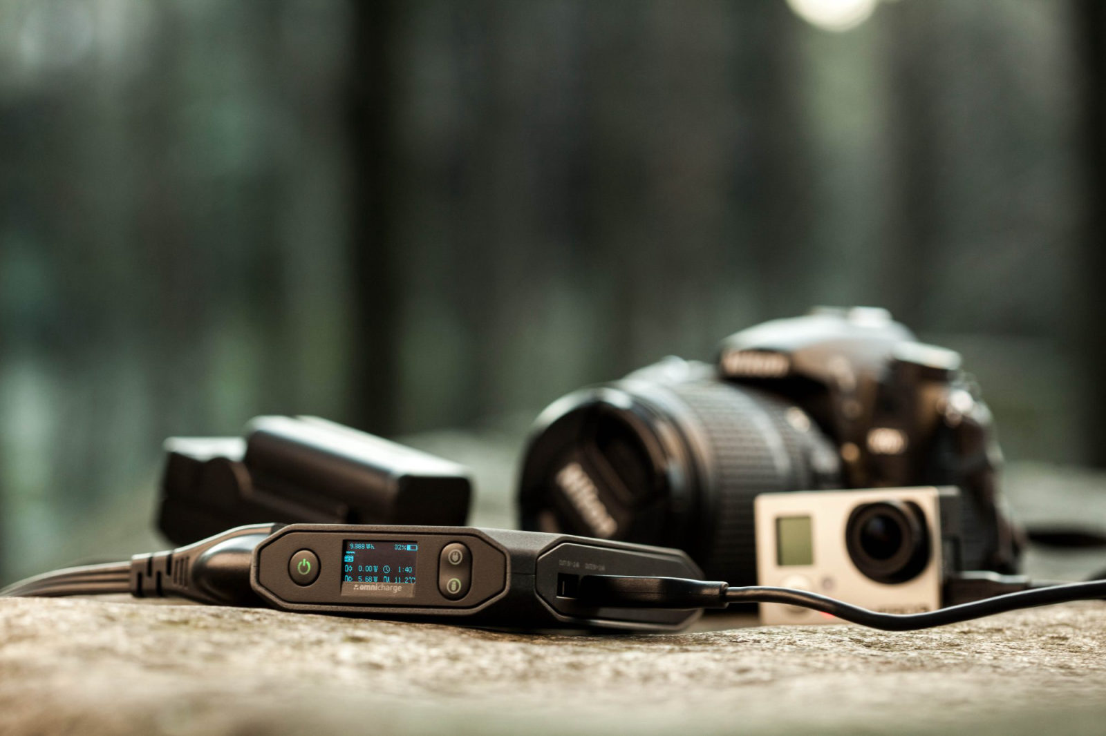 Omnicharge with a camera kit in the forest
