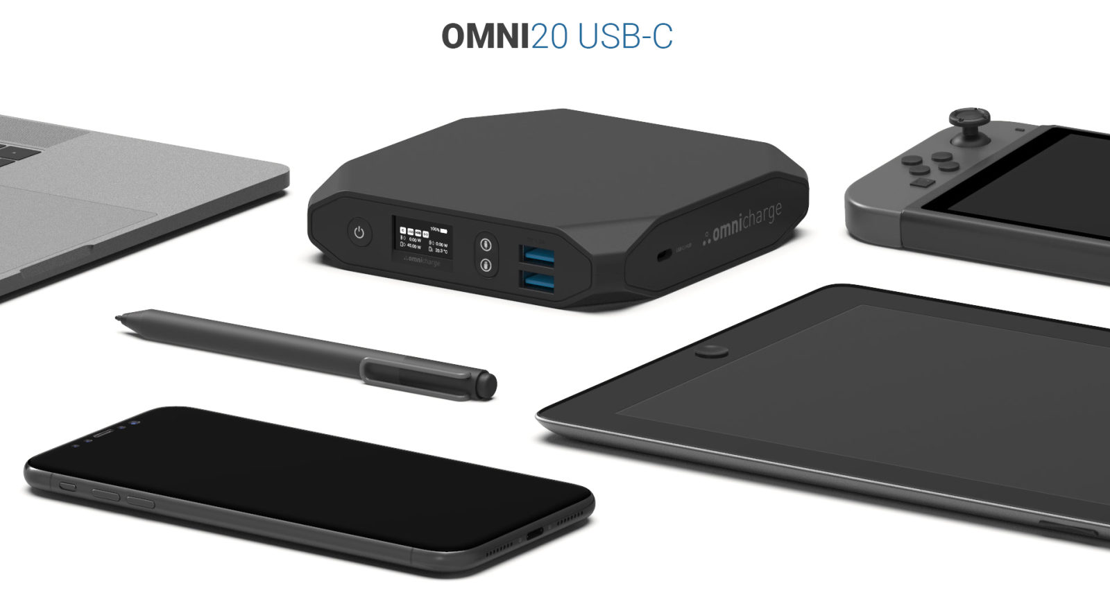 Omni 20 USB-C with a laptop, tablet, phone and stylus