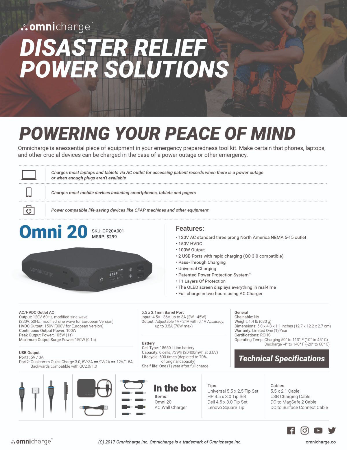 Disaster relief sell sheet