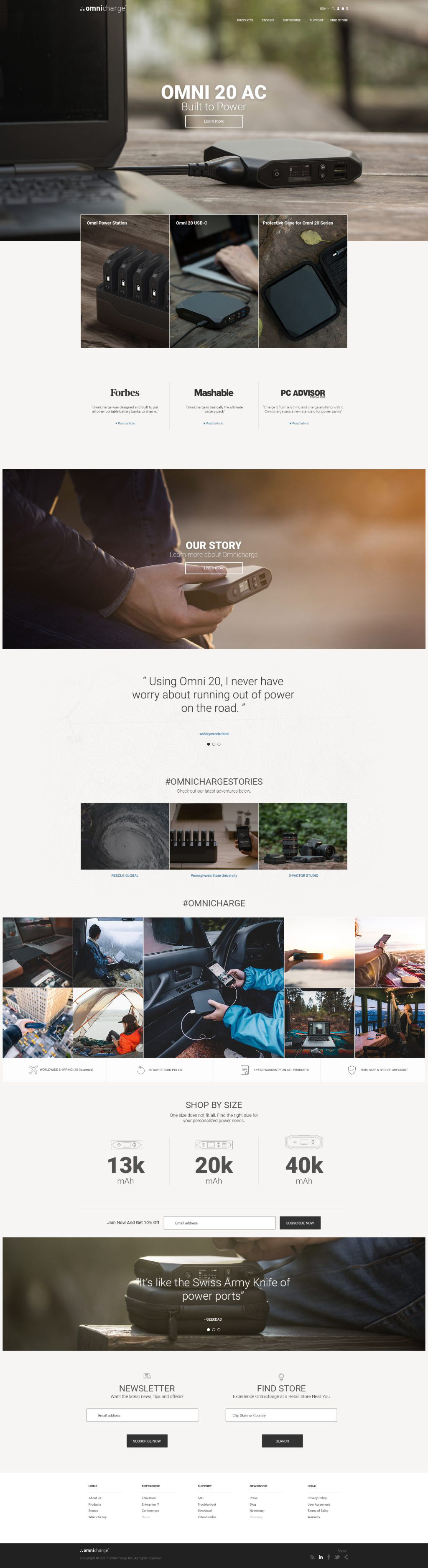 The 2018 Omnicharge home page