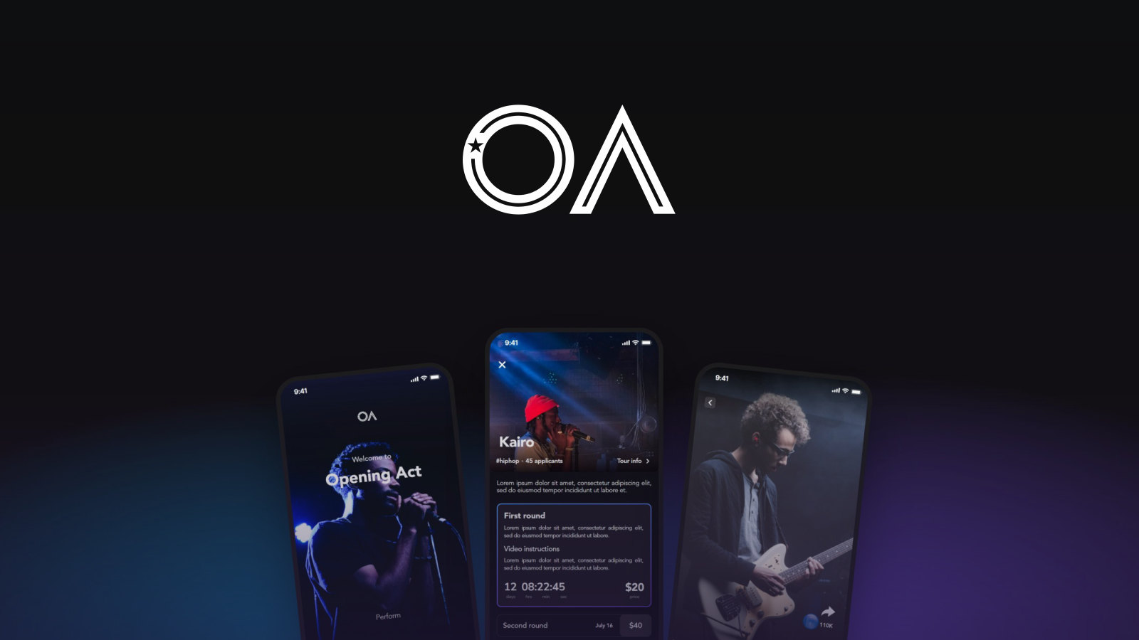 Opening Act app: card selected