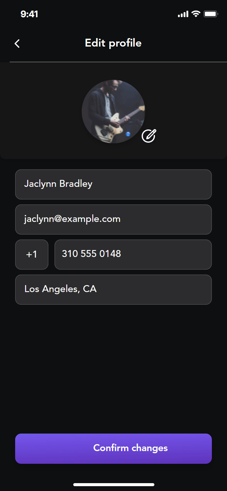 Opening Act app: edit profile