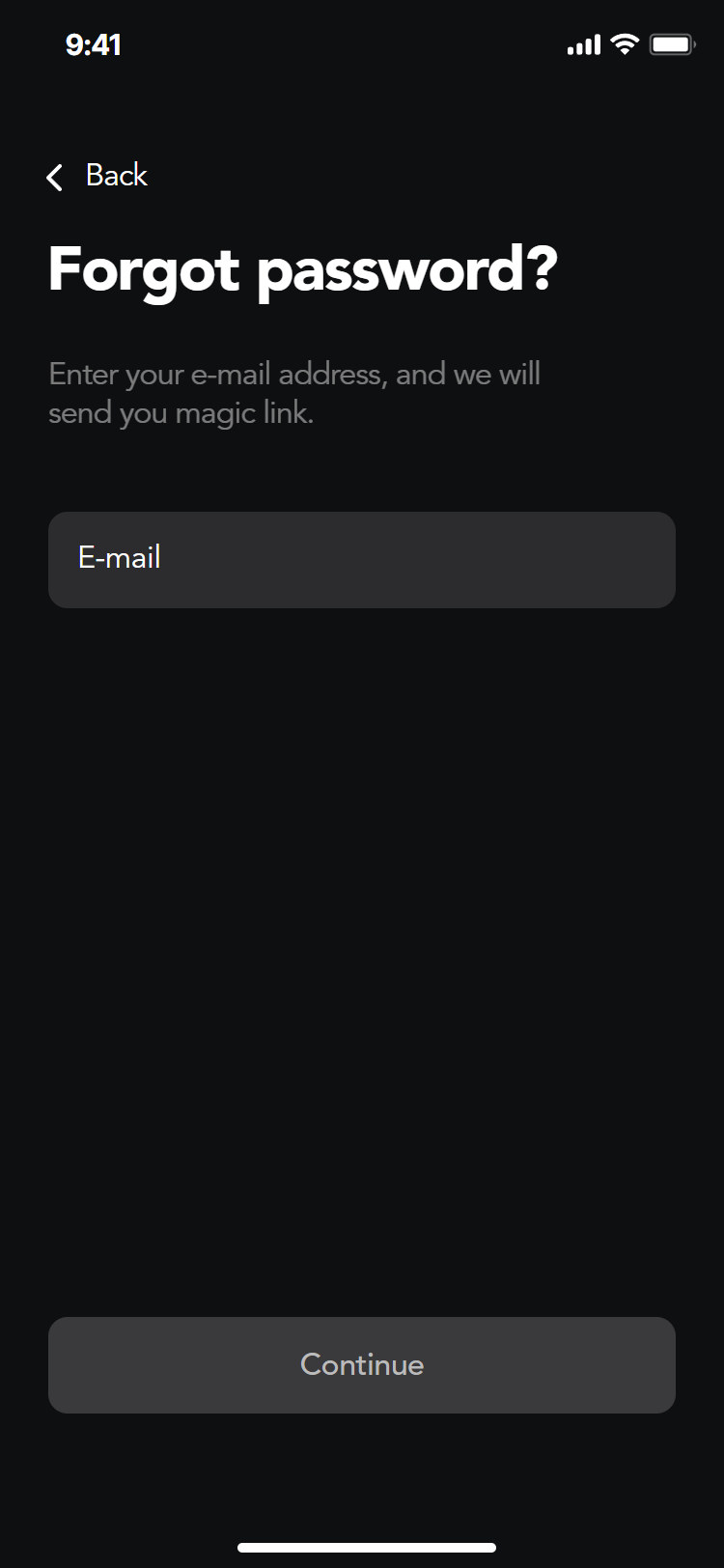 Opening Act app: forgot password