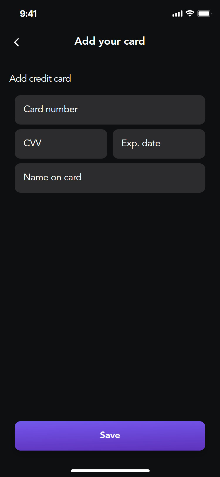 Opening Act app: add card