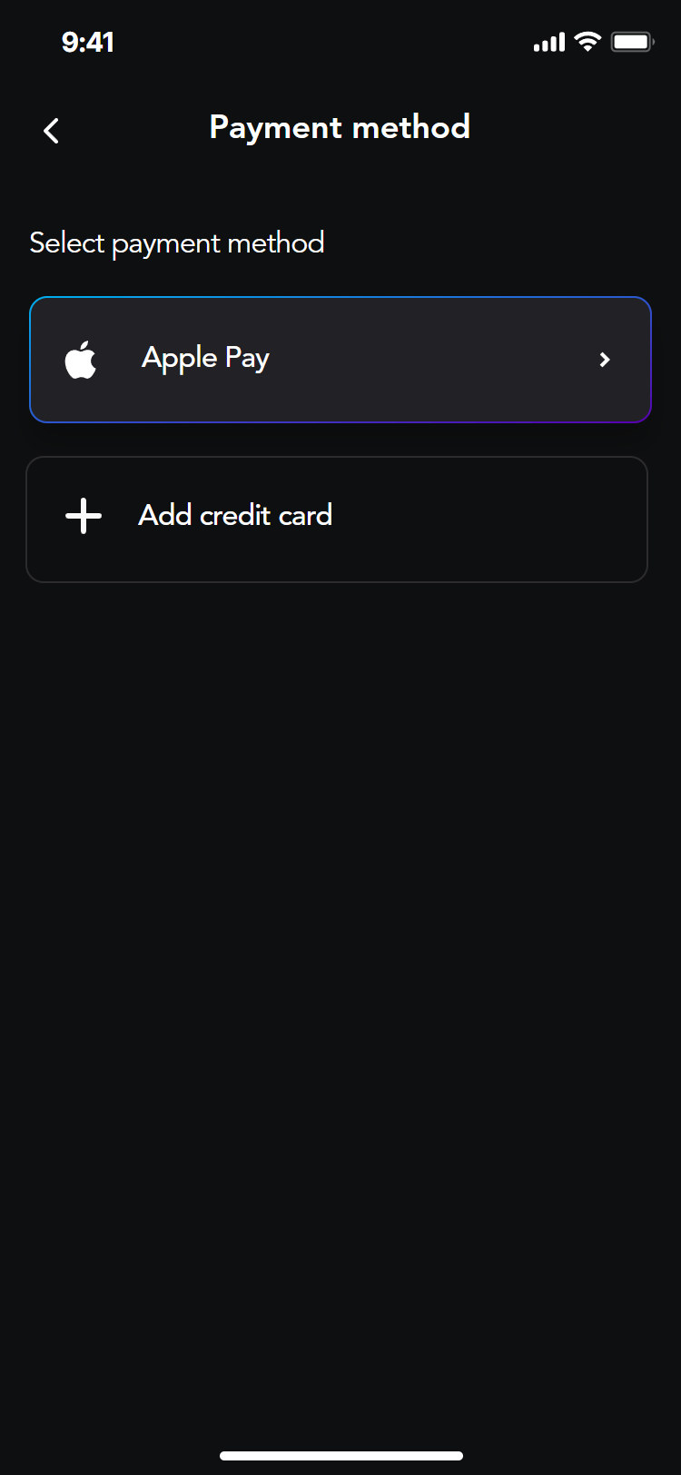 Opening Act app: payment method