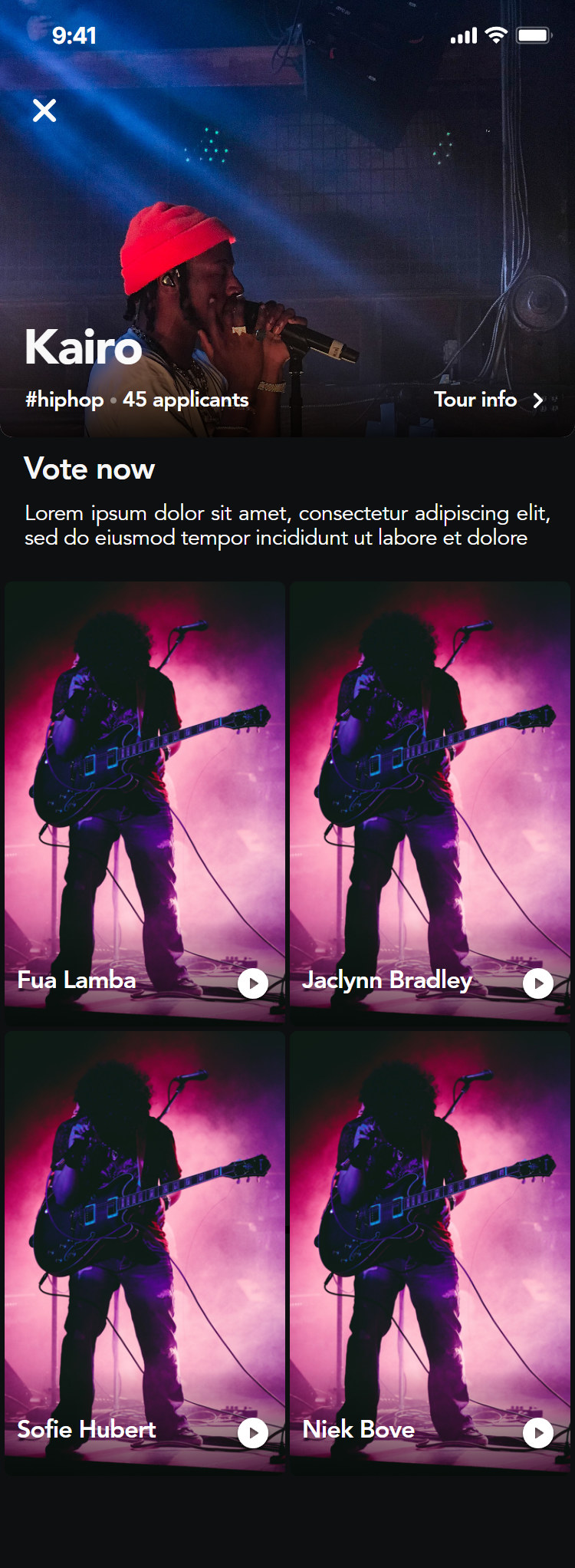 Opening Act app: closed