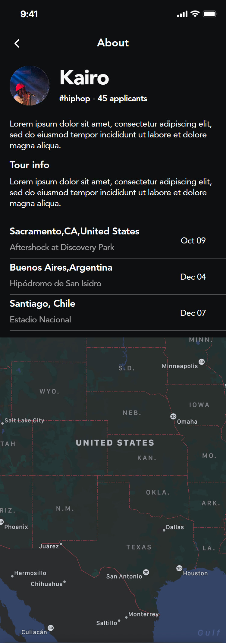Opening Act app: tour info
