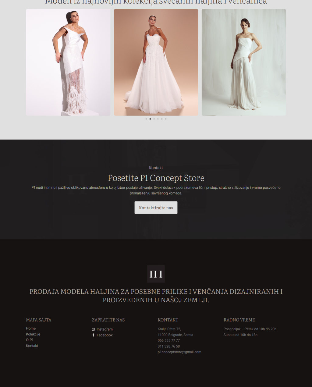 Home page, part three: latest models, visit P1 and footer