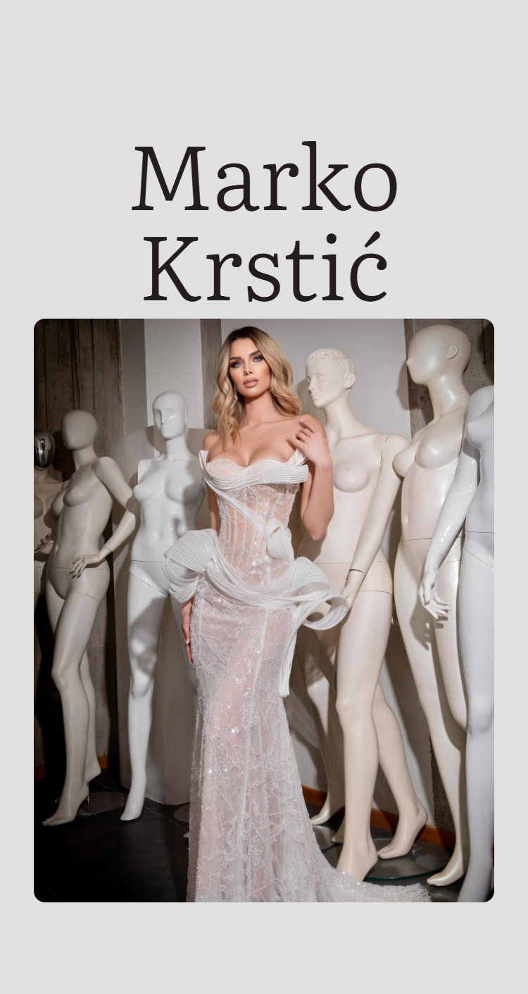 Wedding dresses by Marko Krstić on a phone