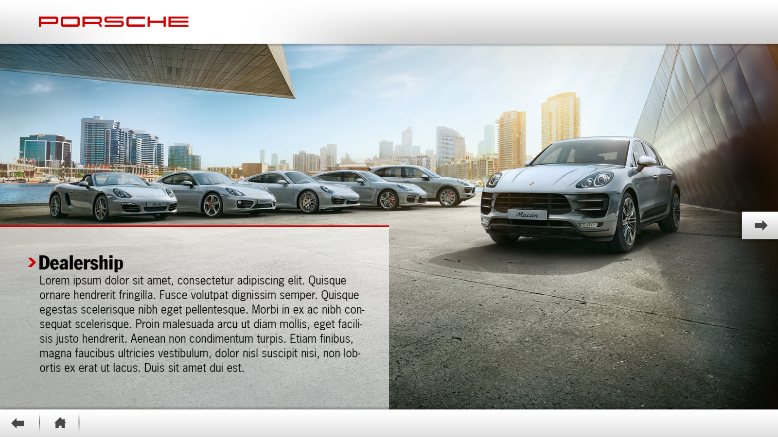 Dealership screen