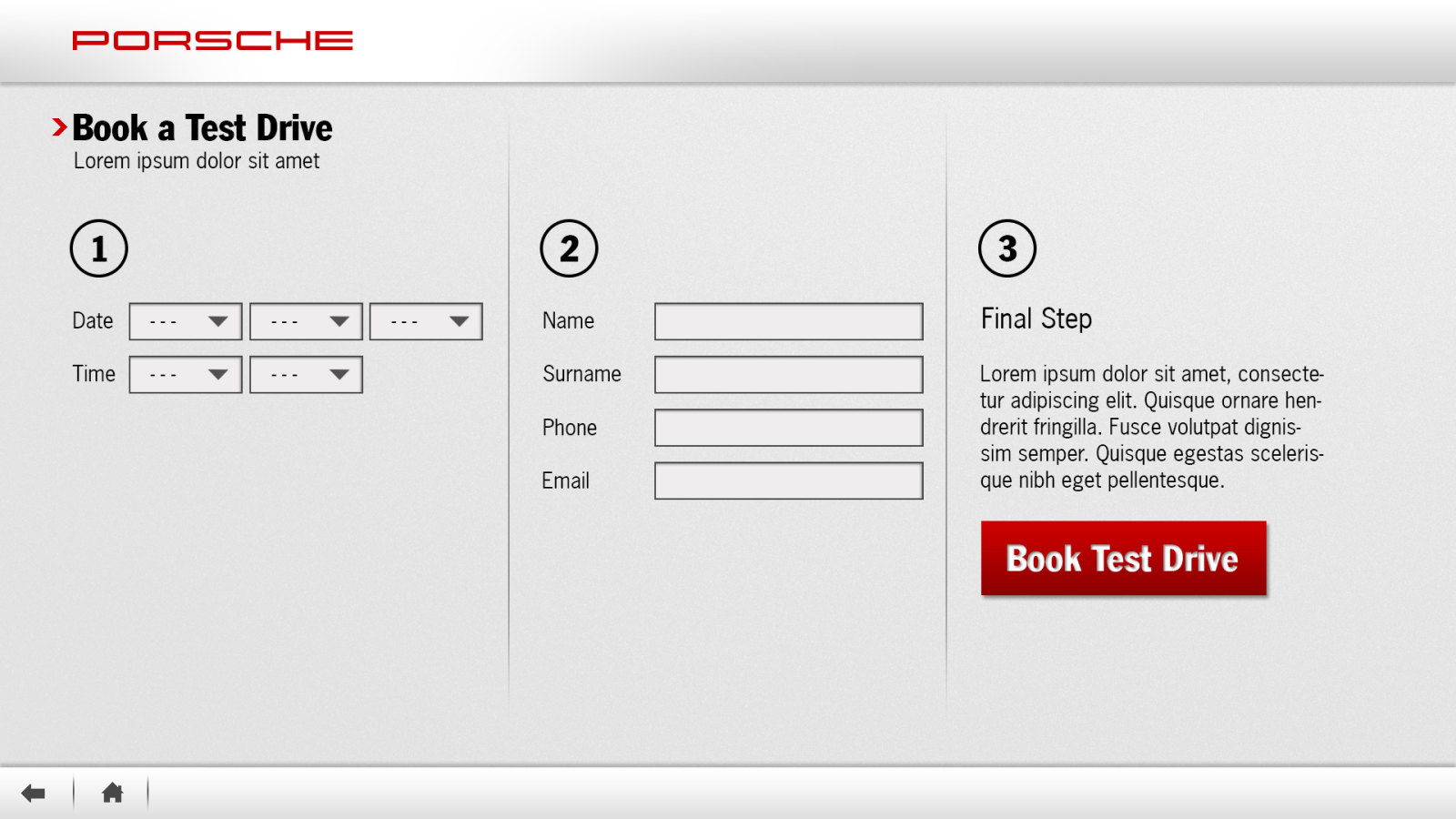 Book a Test Drive form in three steps