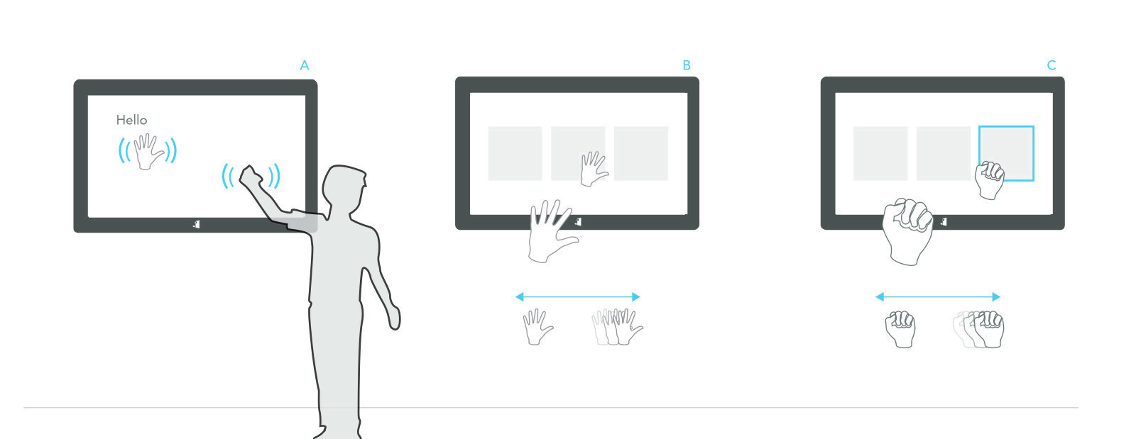 Drawing: wave to start, point to aim, grab to select