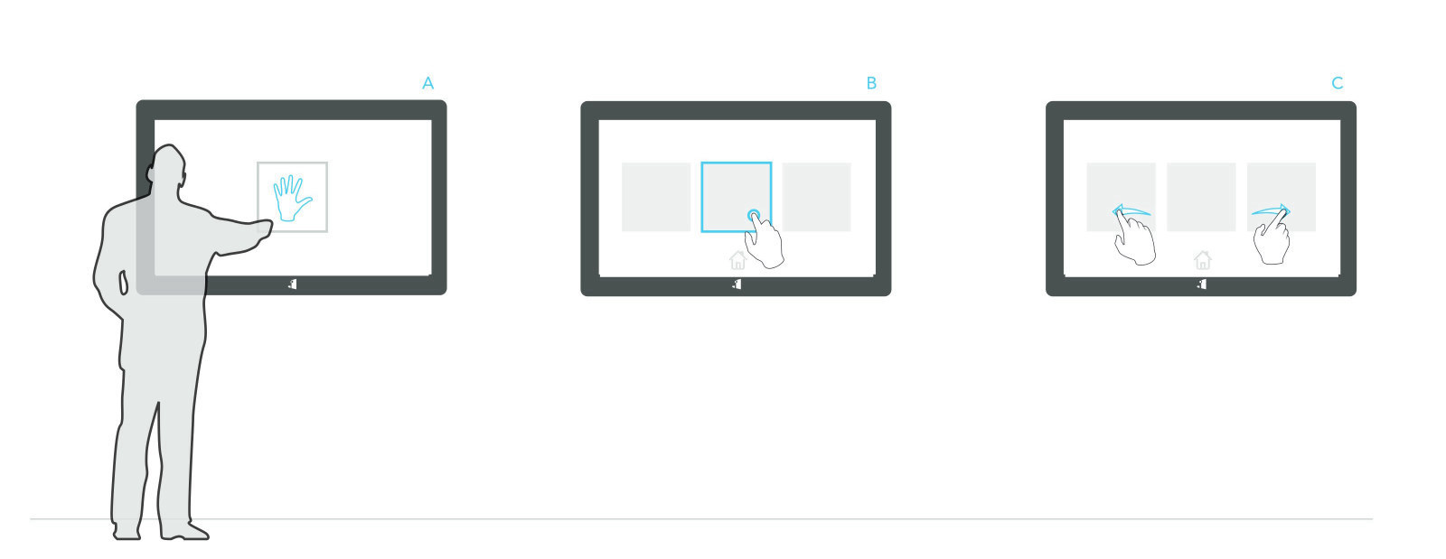 Drawing: tap to select and swipe between sections