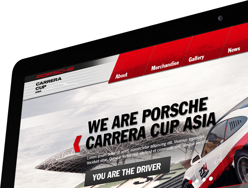 Microsite intro screen, We are Porsche Carrera Cup Asia