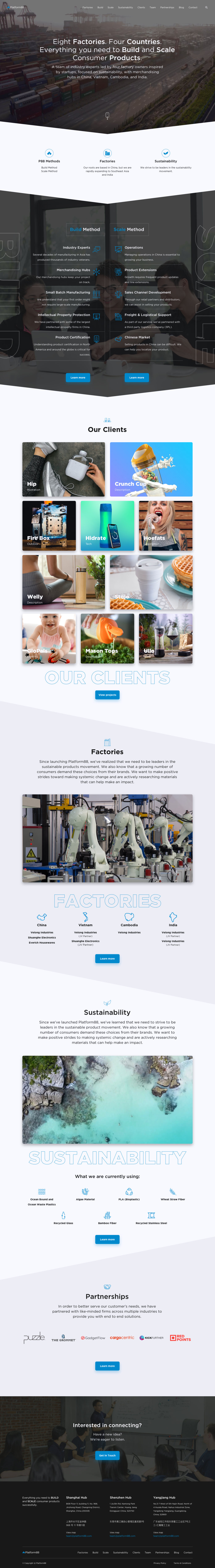 platform88.com home page, first third: hero, methods and clients