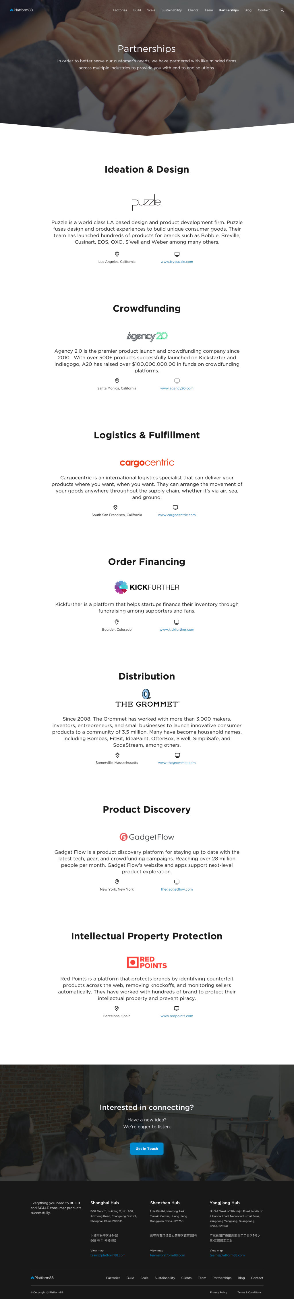 Partnerships page, full length