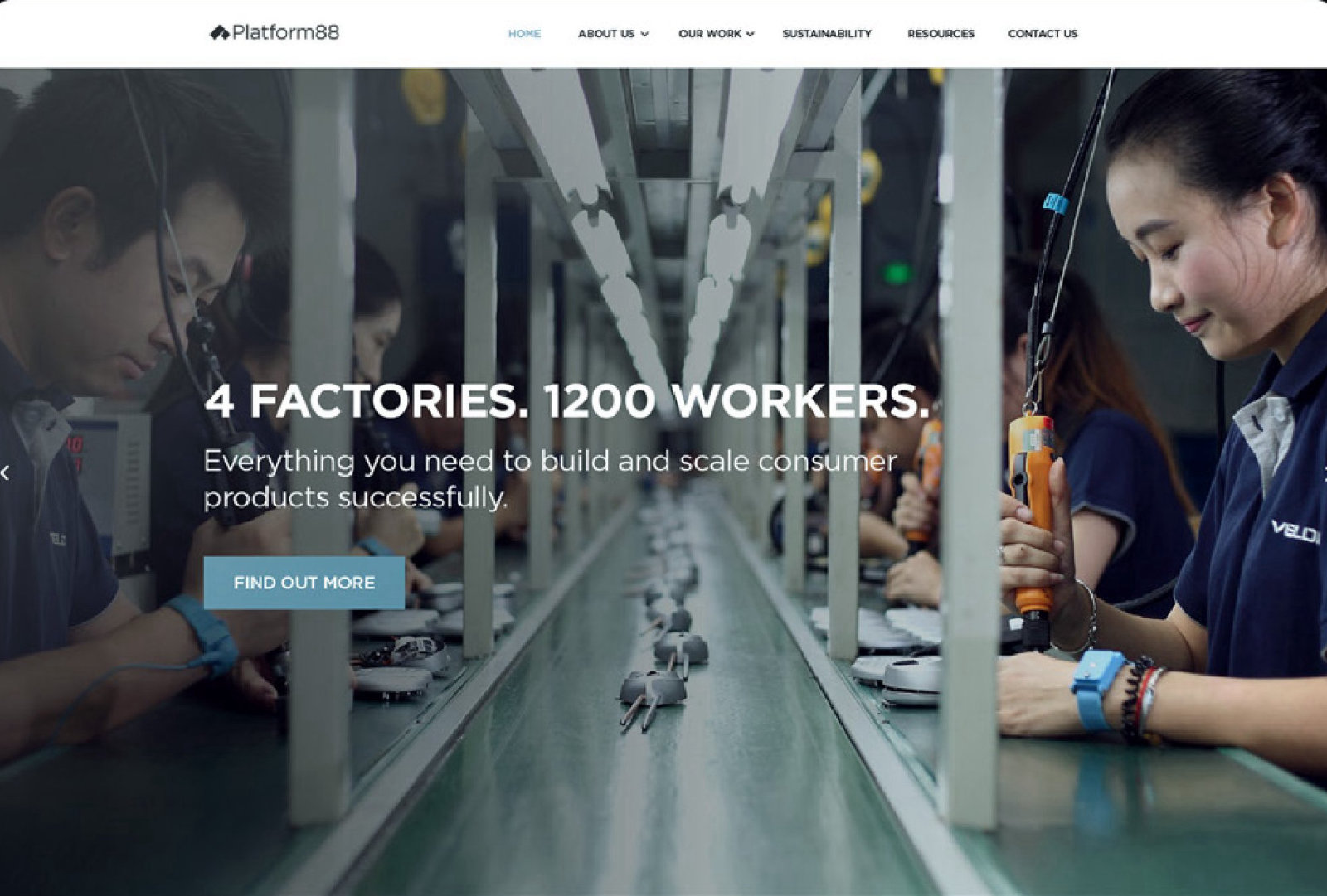 Concept, home slider 1: four factories and 1,200 workers