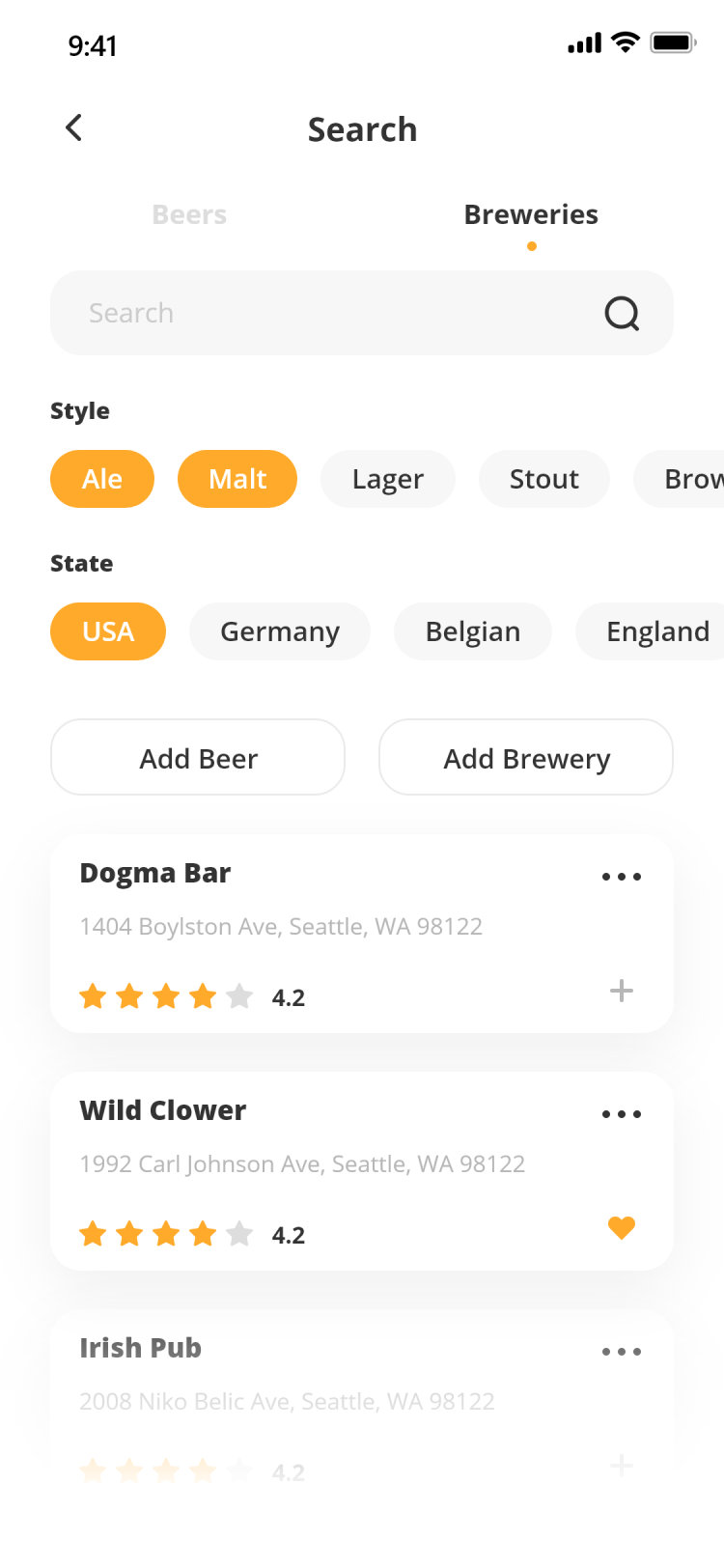Pour Choices guest app: search breweries