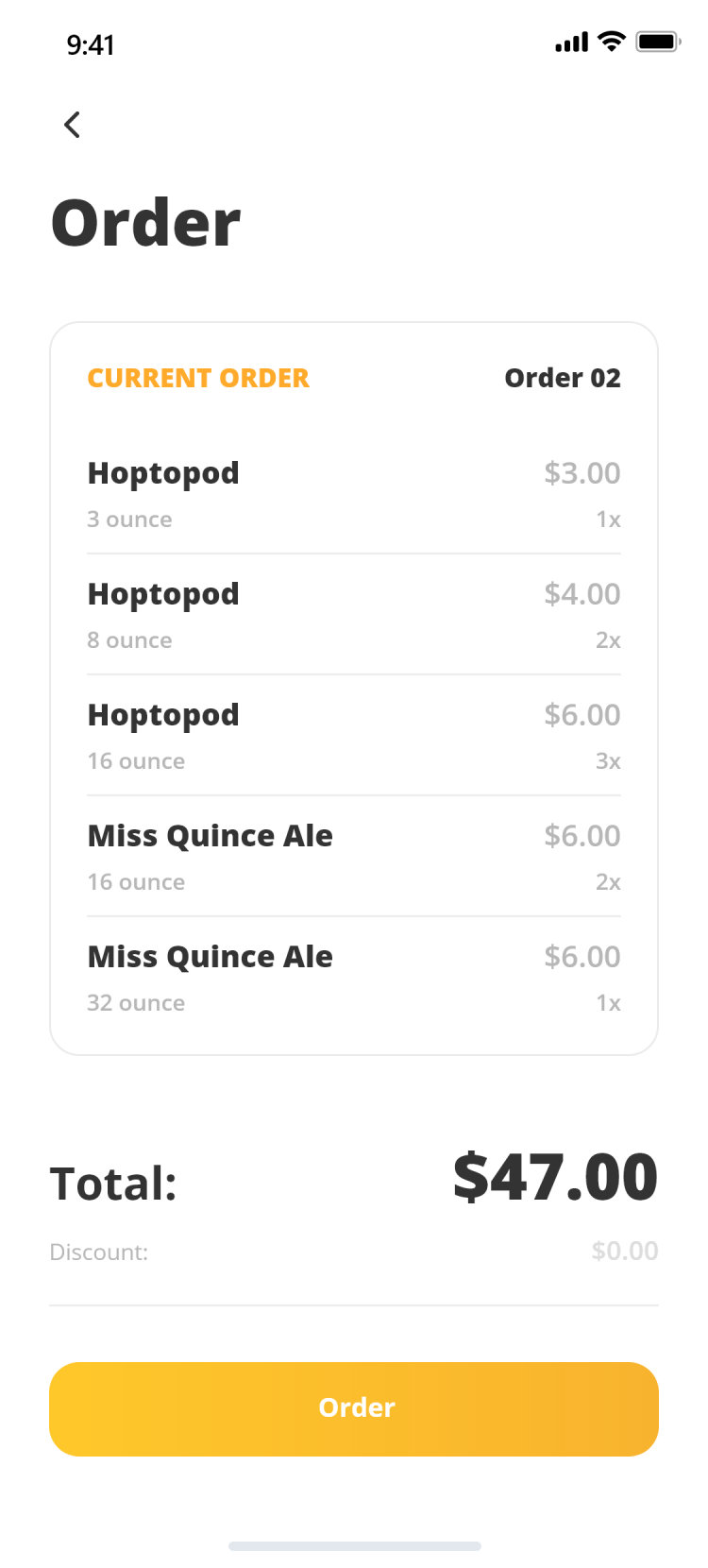 Pour Choices guest app: order