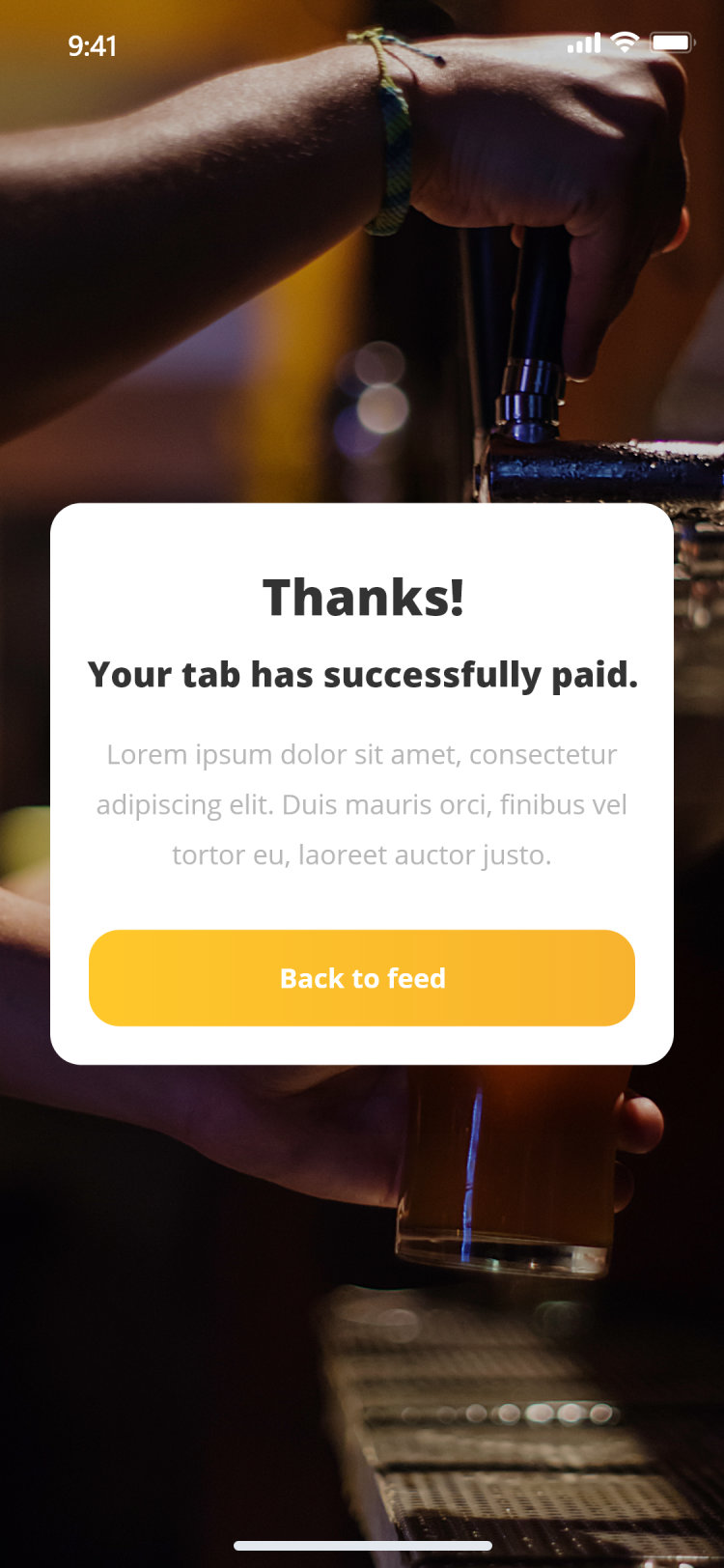 Pour Choices guest app: tab paid