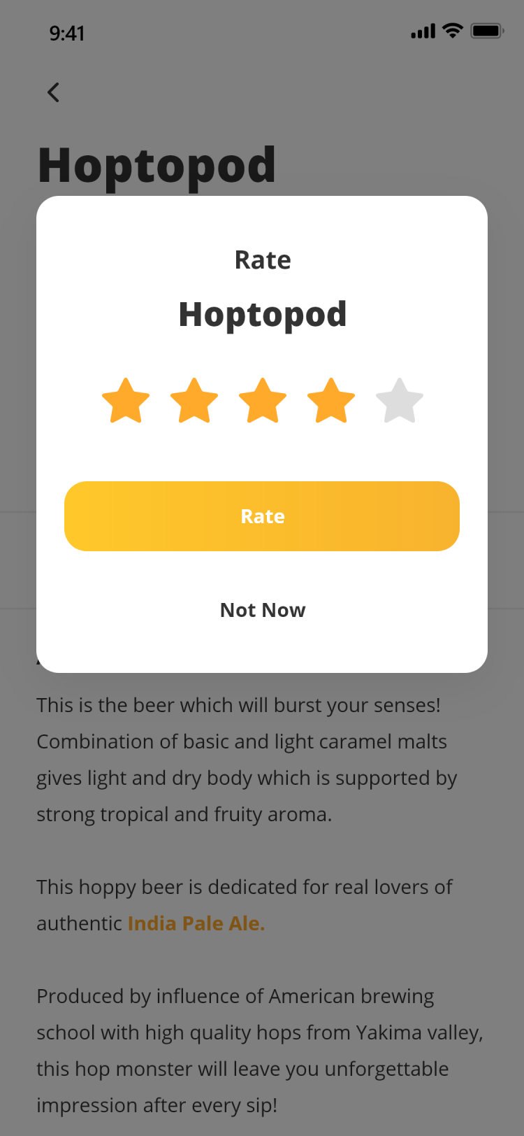 Pour Choices guest app: rate a beer