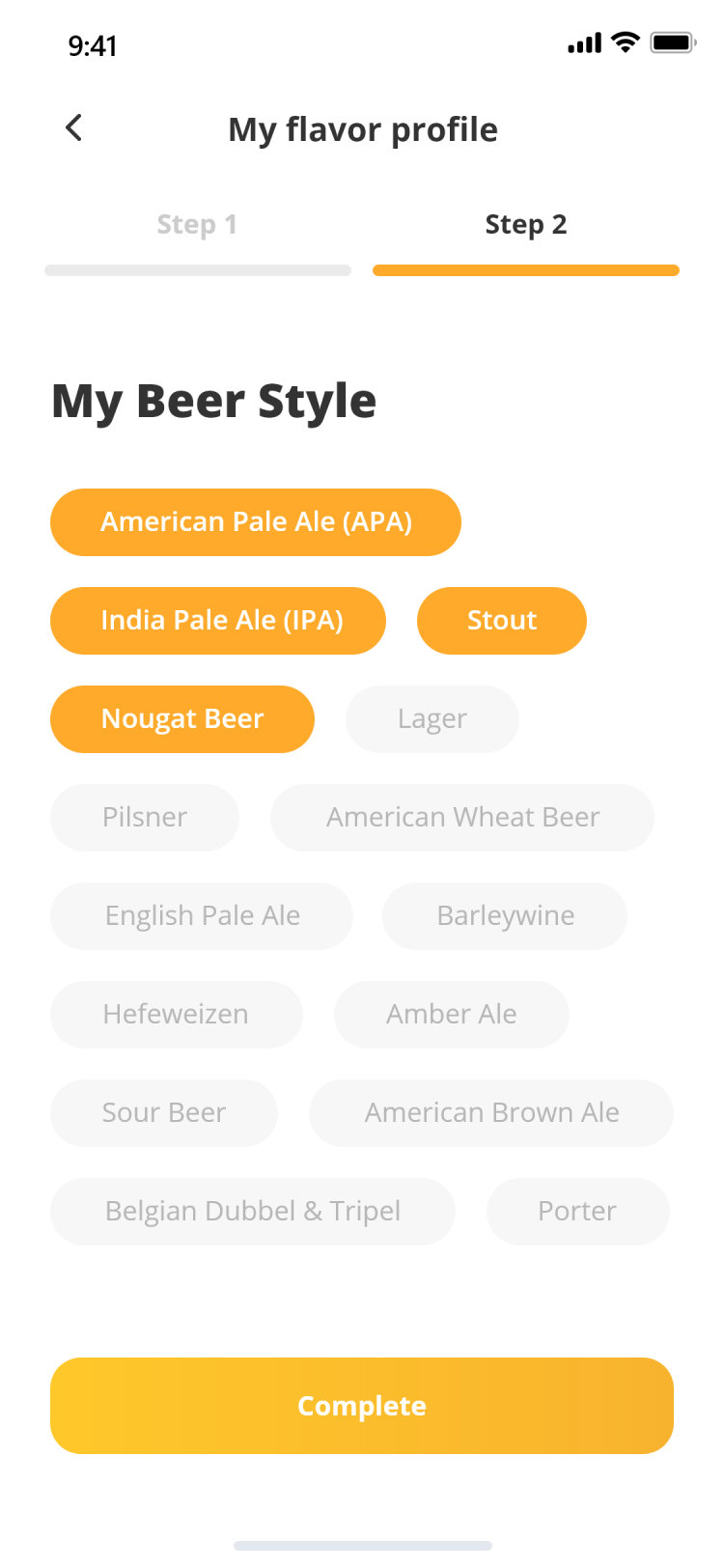 Pour Choices guest app: beer style