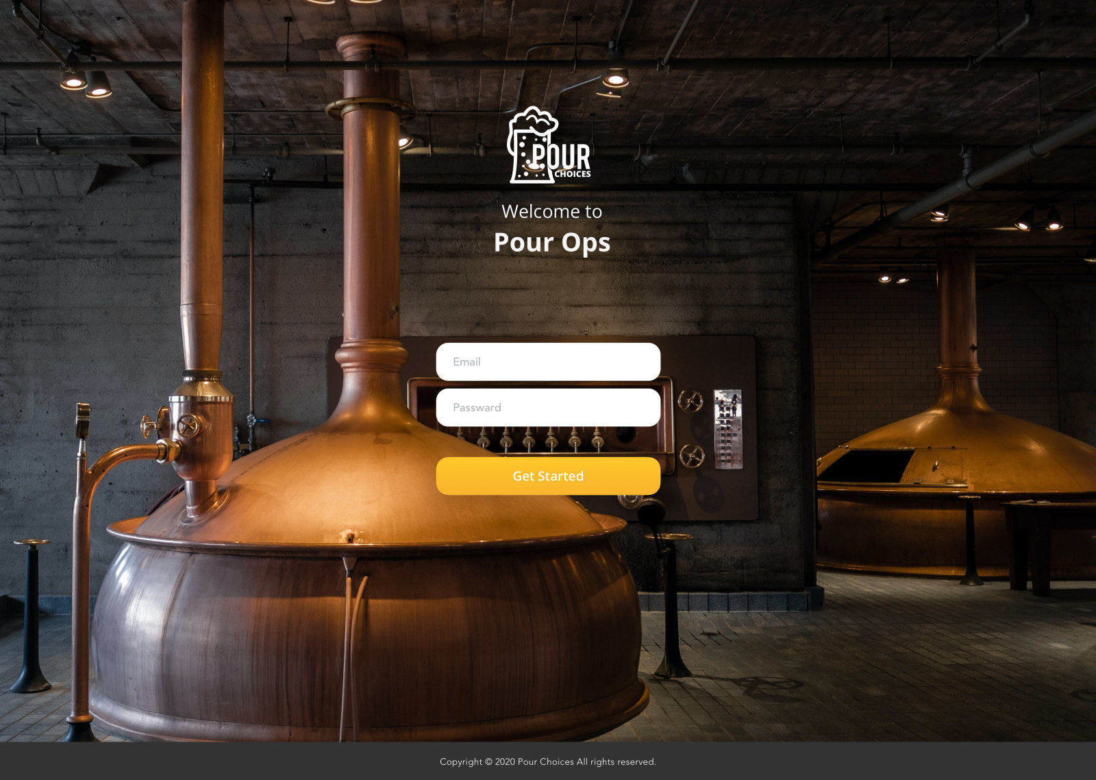 Pour Ops bar web app: sign in
