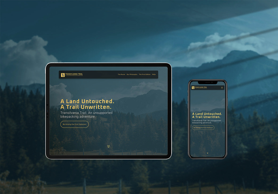 Transylvania Trail website on a tablet and a phone