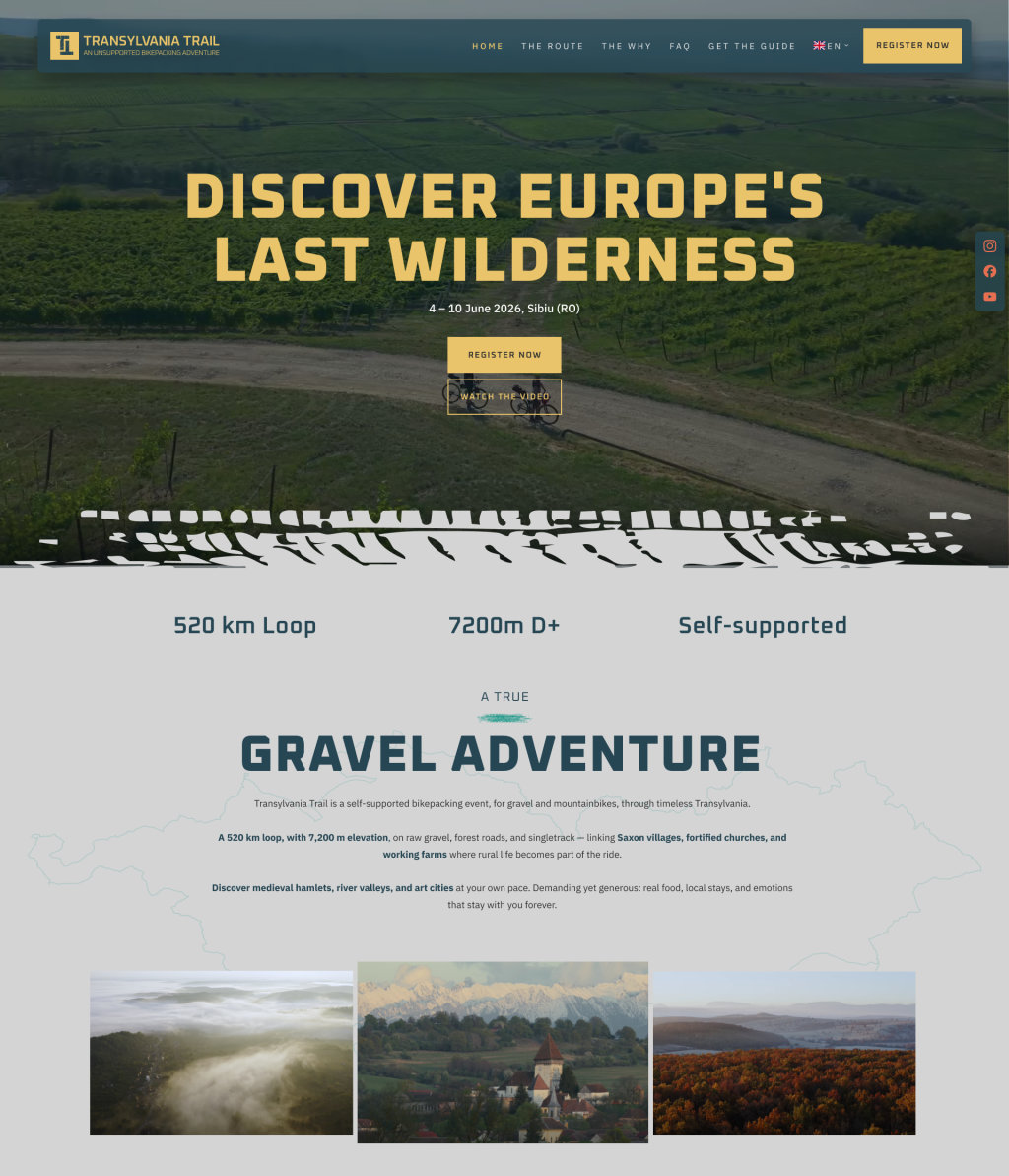 Home page, part one: hero, ride stats and gravel adventure