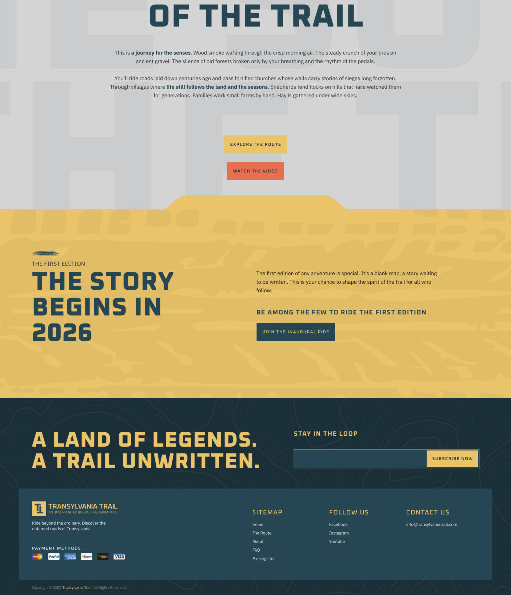 Home page, part three: first edition call to action and footer
