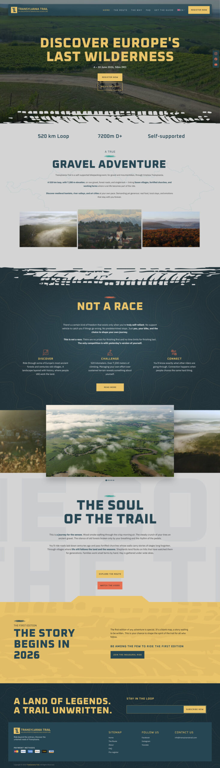 Transylvania Trail home page, full length
