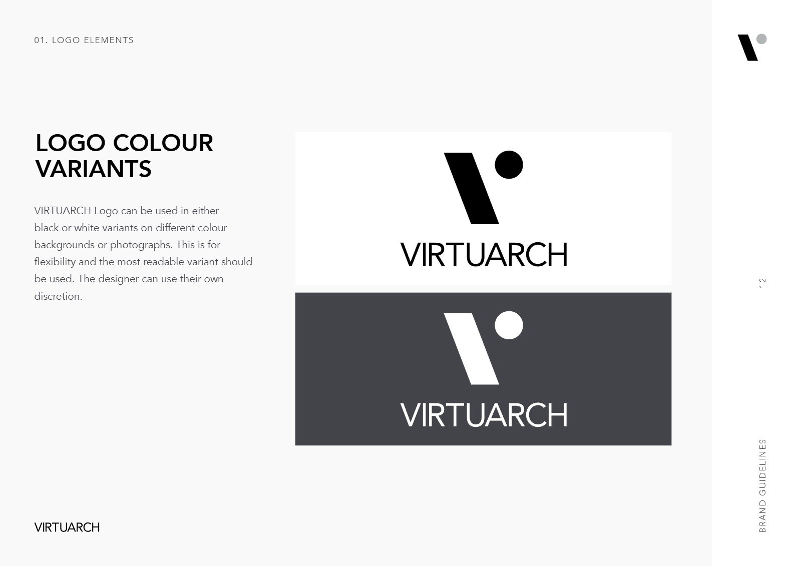 VirtuArch brand guidelines: logo color variants