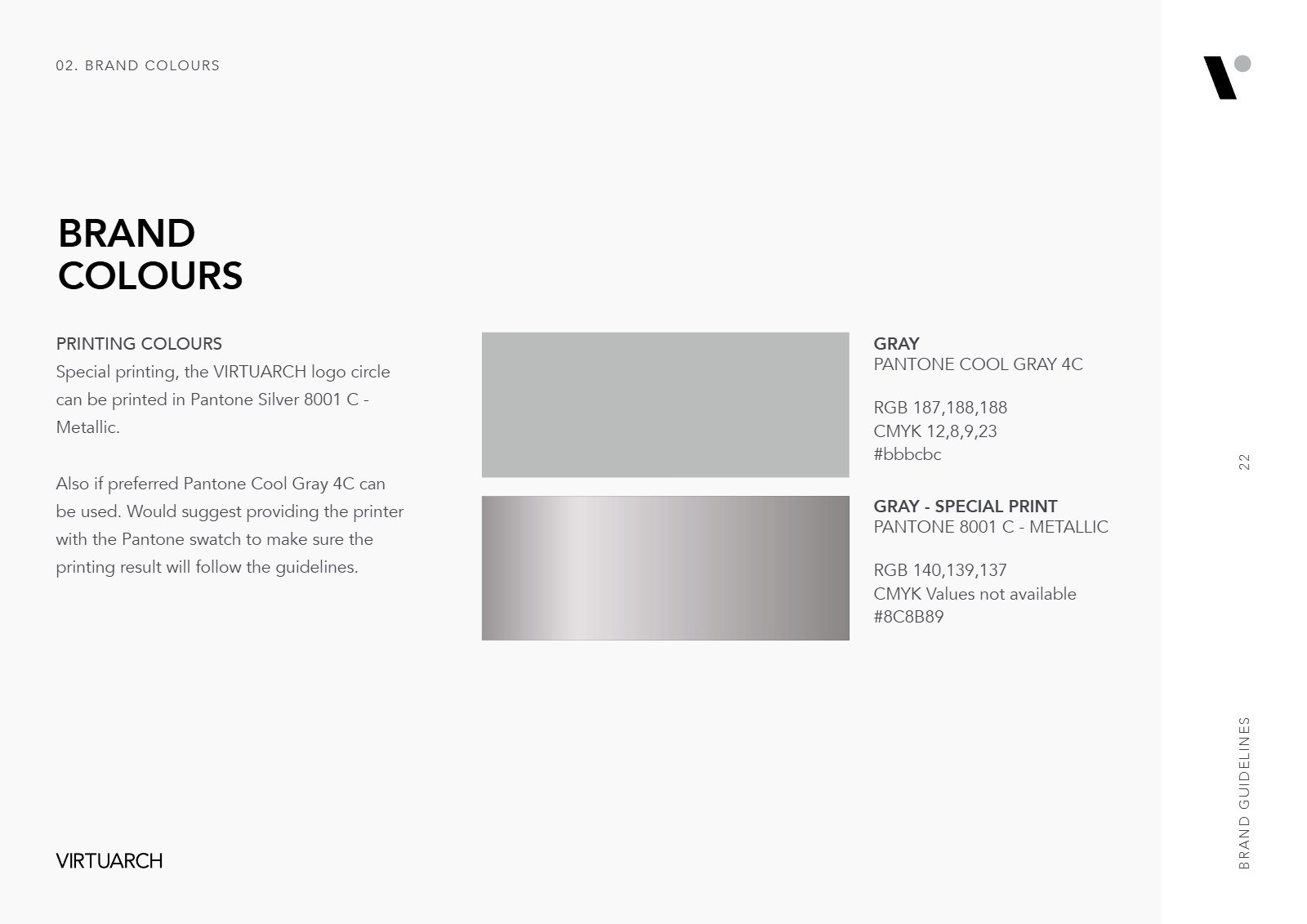 VirtuArch brand guidelines: print colors