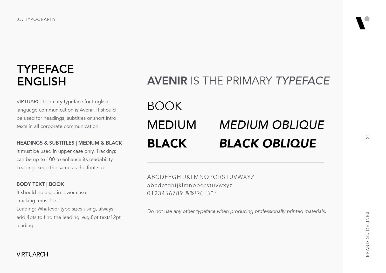 VirtuArch brand guidelines: typeface
