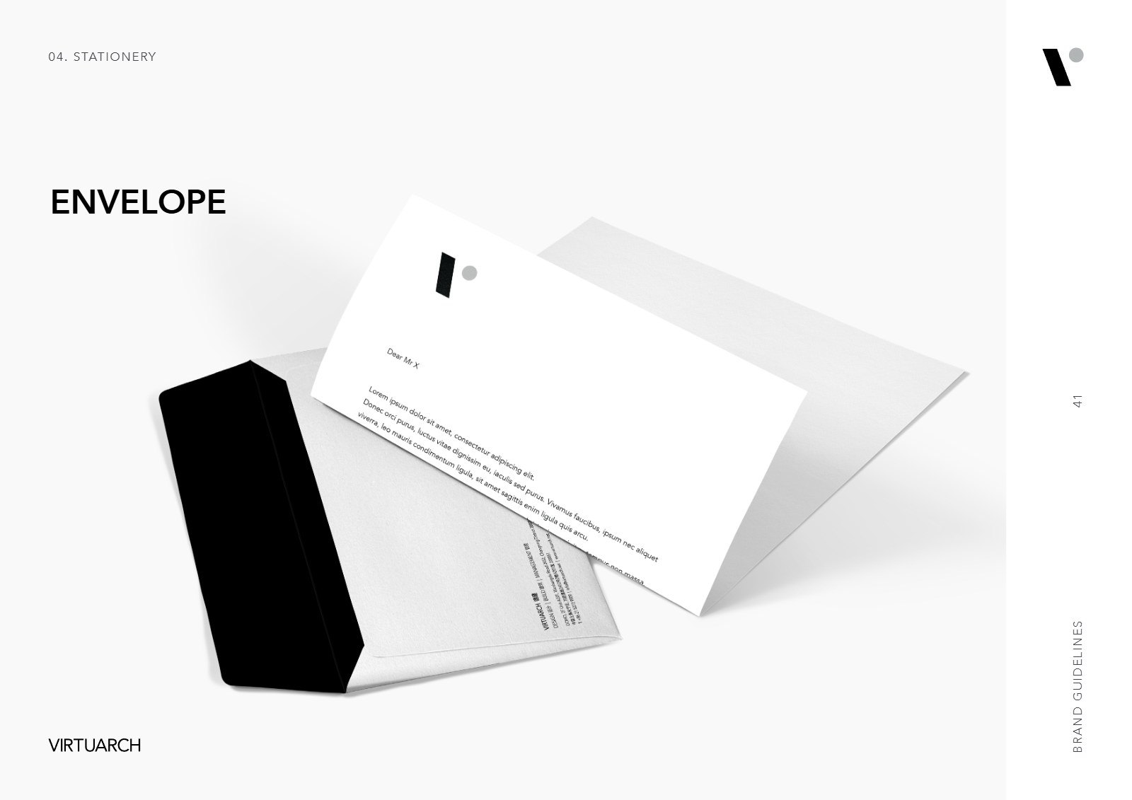 VirtuArch brand guidelines: envelope