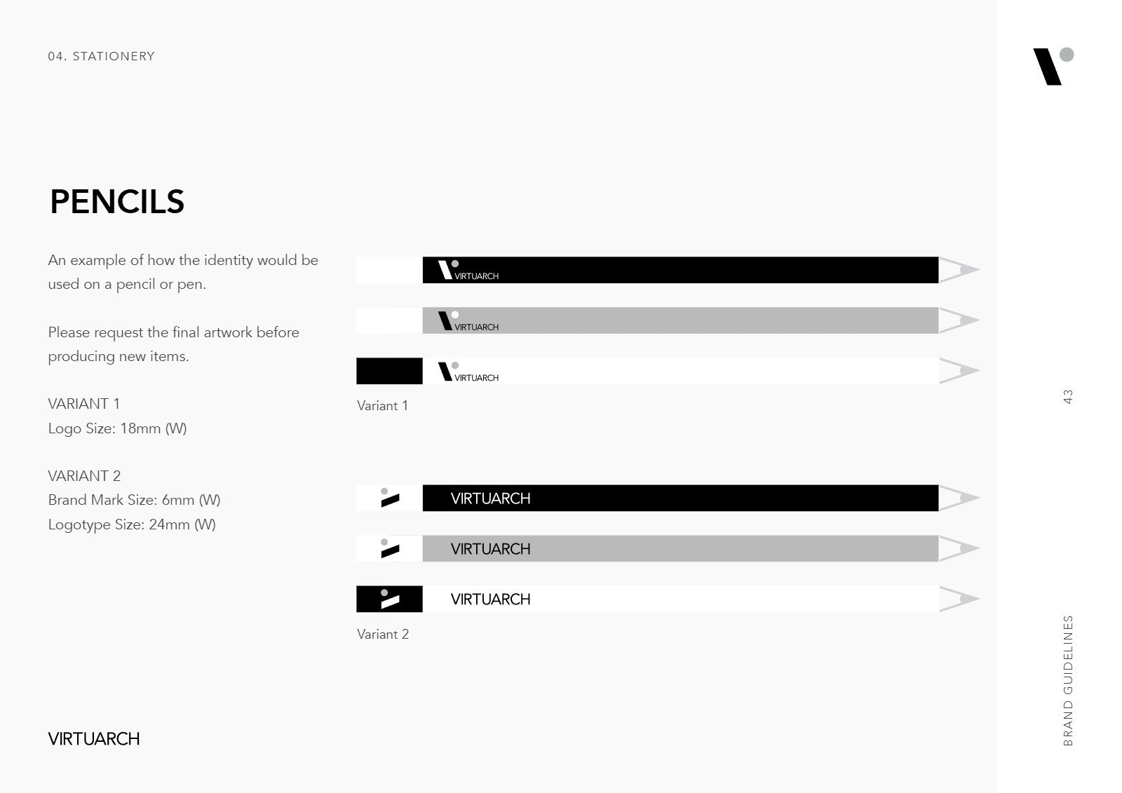 VirtuArch brand guidelines: pencils