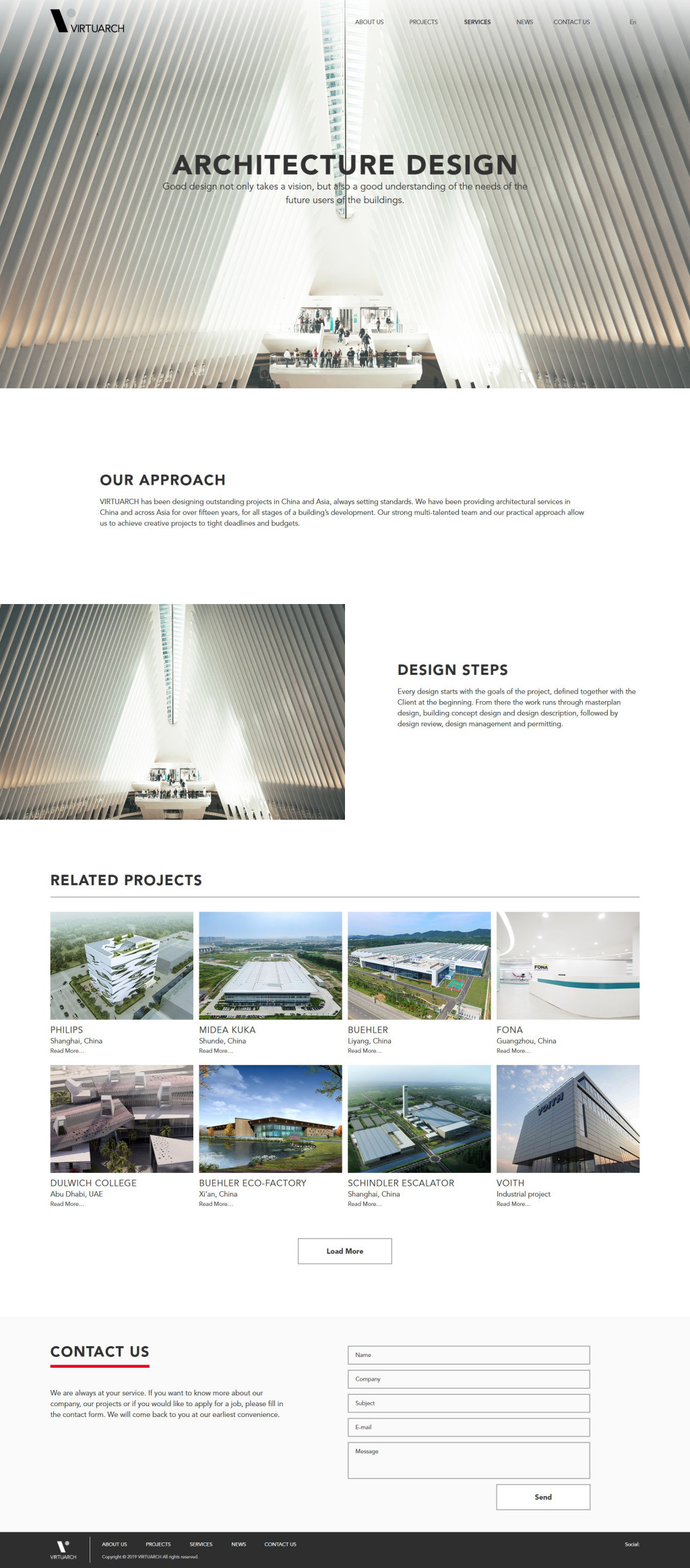 Architecture design service page, full length