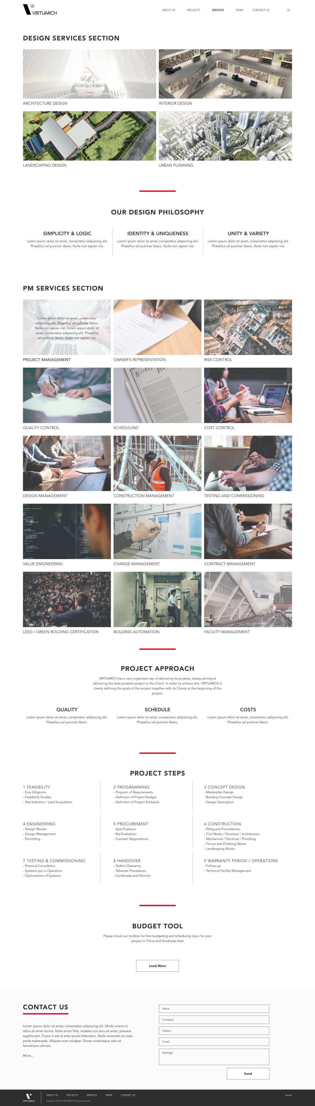 Services page design, full length