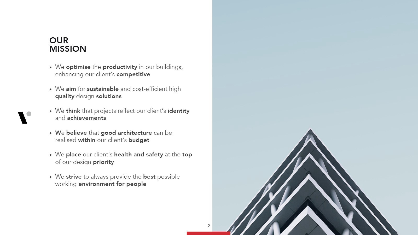 VirtuArch presentation template slide: our mission
