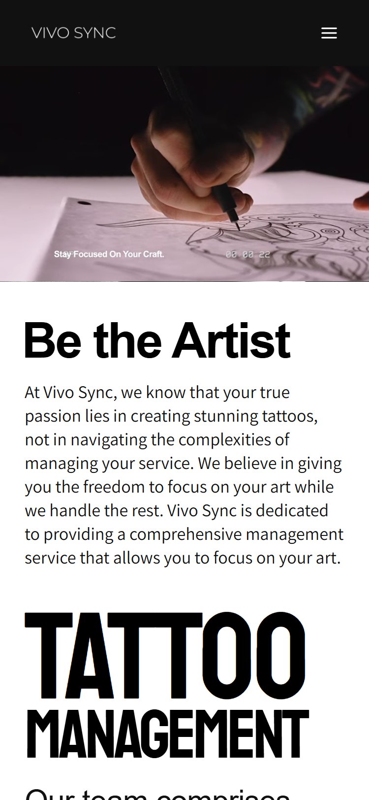 vivosync.net hero on a phone: Stay Focused On Your Craft