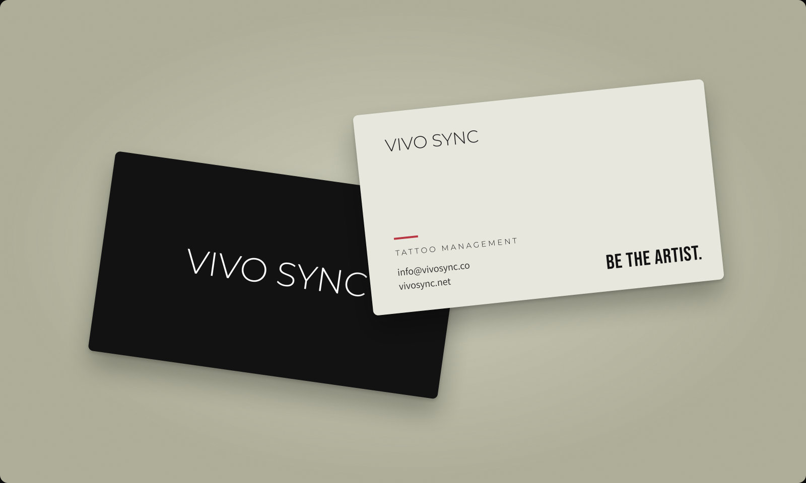 Vivo Sync business cards, Neutral front and Bone back