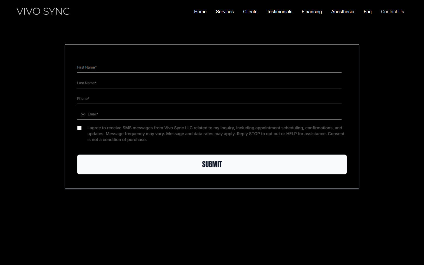 Contact form with SMS consent