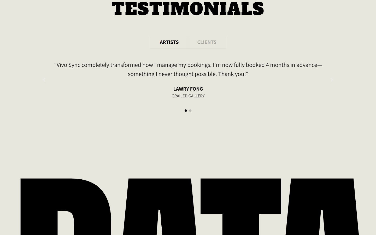 Testimonials from artists and clients